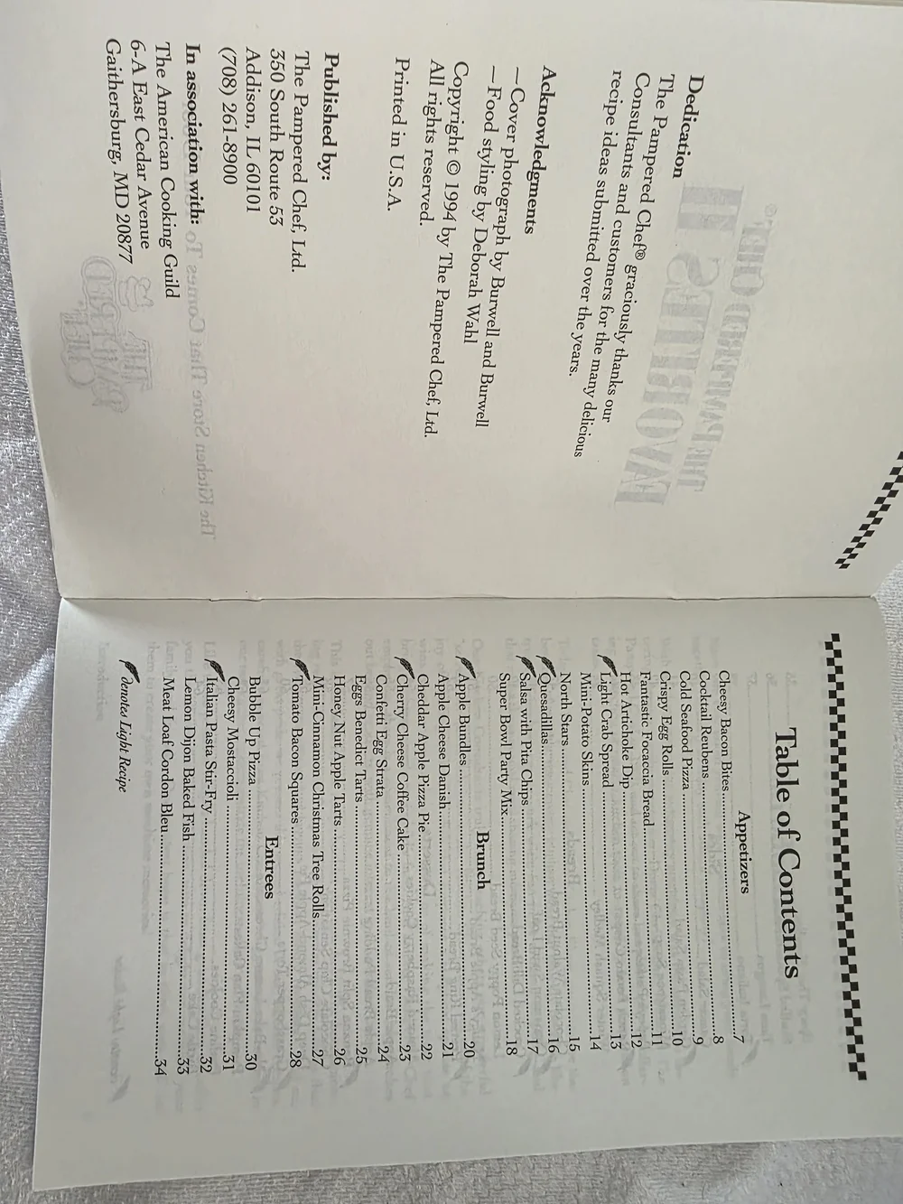 The Pampered Chef Favorites II Cookbook - Red and Cream Cover